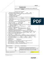 Questionnaire: For Quality/Environment /occupational Health Safety/ Food Safety System Certification (B) (Quality)