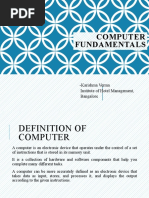 Computer Fundamentals: Karishma Verma Institute of Hotel Management, Bangalore