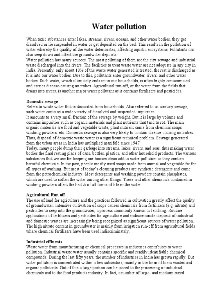 water pollution essay pdf