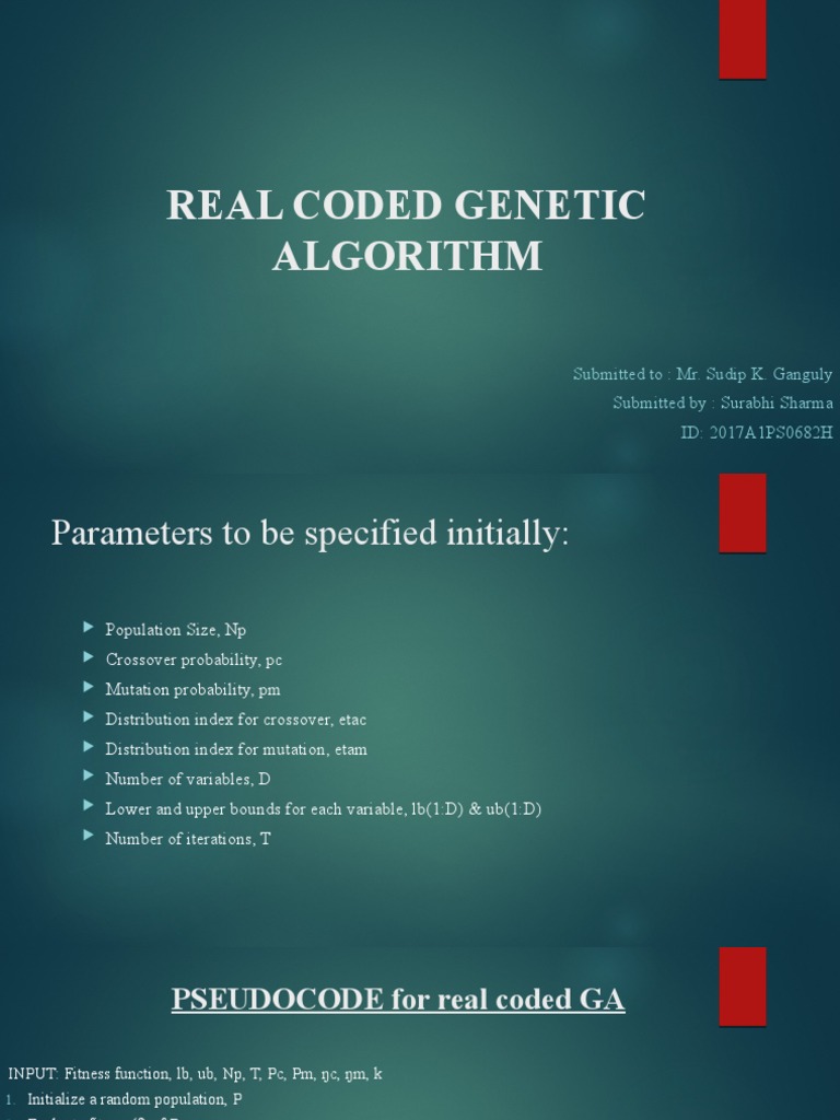 Real Coded Genetic Algorithm Overview | PDF | Teaching Methods & Materials