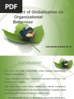 Impact of Globalization On Organizational Behaviour: John Rhoniel B. Mateo, RN, LPT