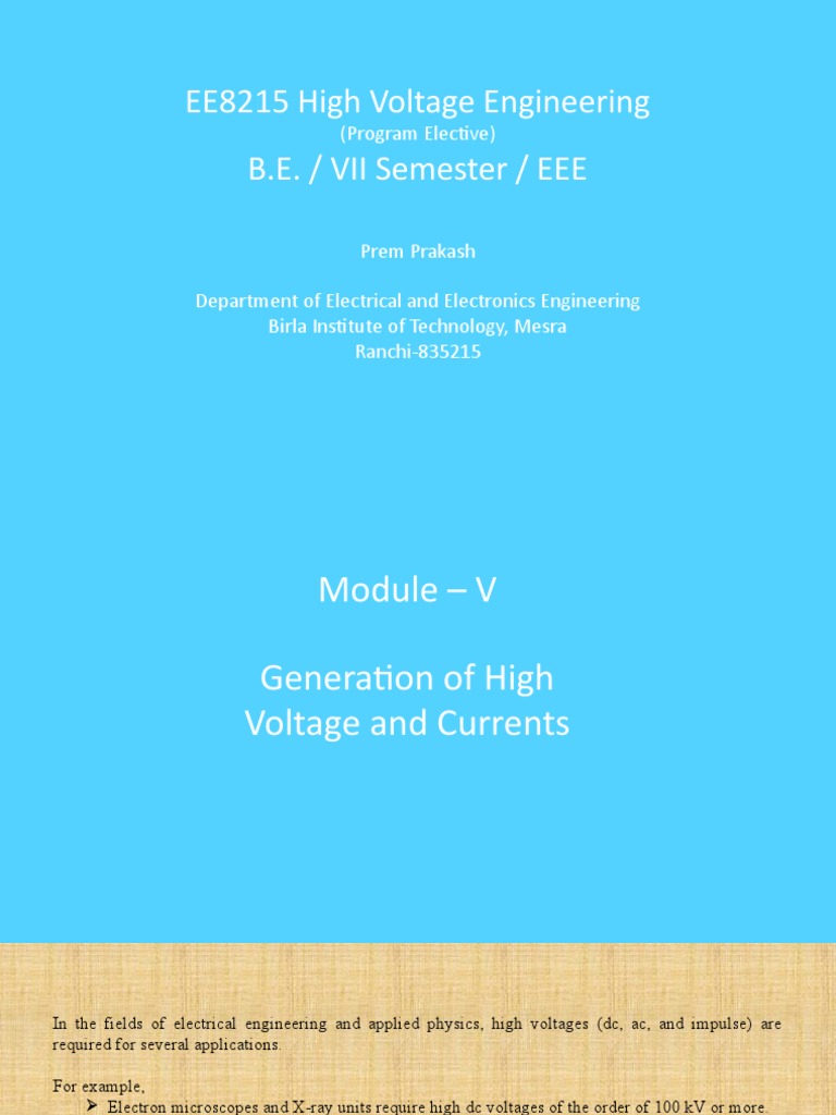High Voltage Generation Techniques | PDF | Rectifier | Vacuum Tube