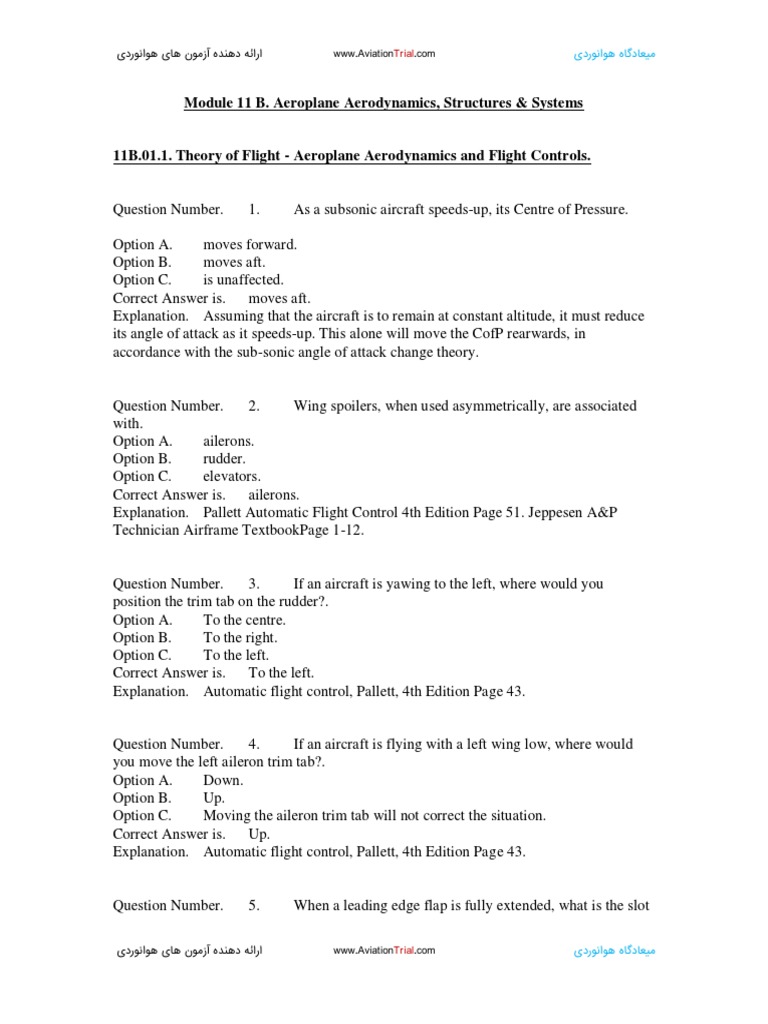 Module 11 B. Aeroplane Aerodynamics, Structures & Systems | PDF ...