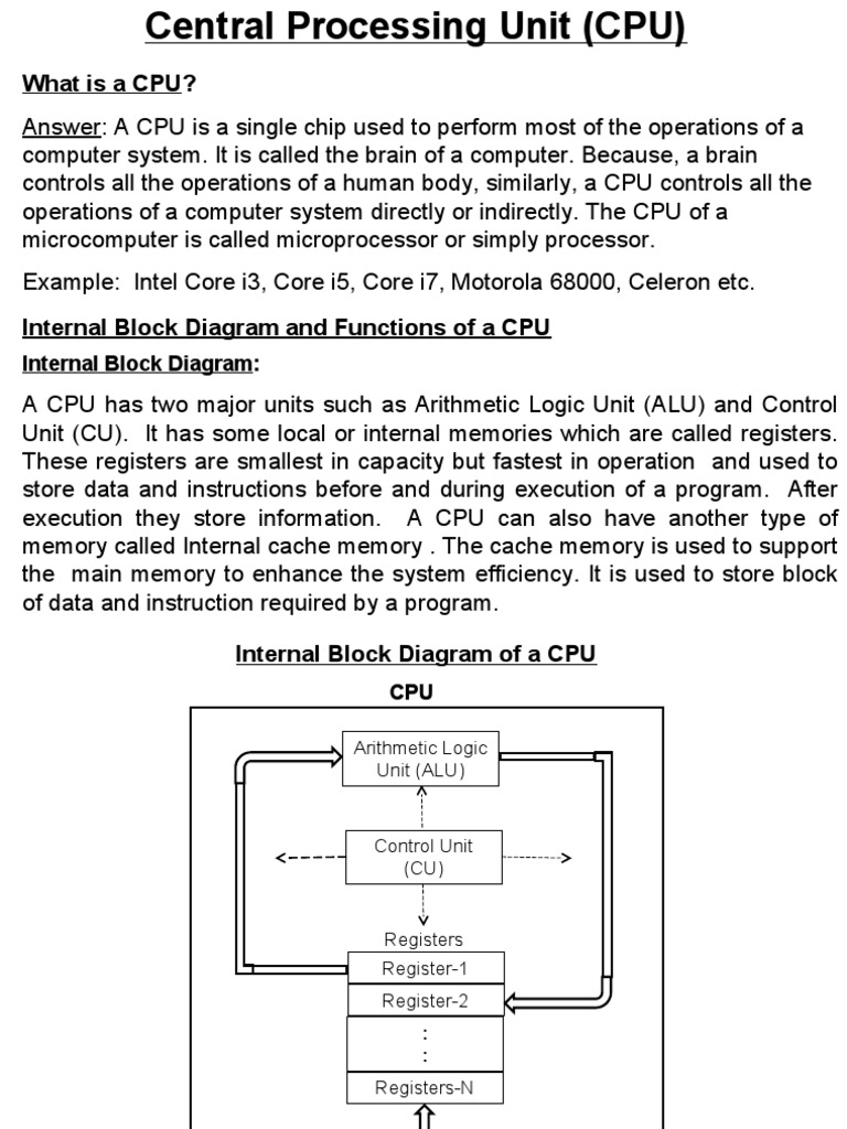 What Is A CPU?: Internal Block Diagram | PDF