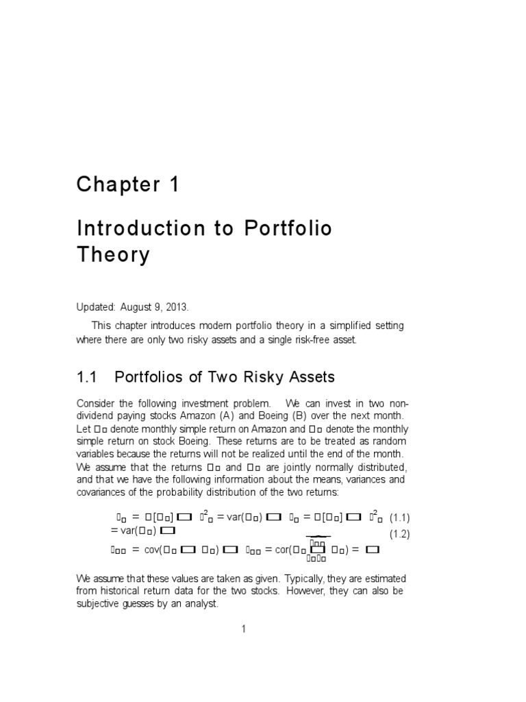 Two Risky Assets Portfolio Analysis | PDF | Modern Portfolio Theory ...