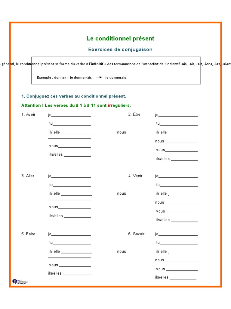 Le Subjonctif Présent Exercices Corrigés 4ème Pdf Le Conditionnel Present Exercices Et Corrige-Converti | PDF | Conjugaison |  Verbe