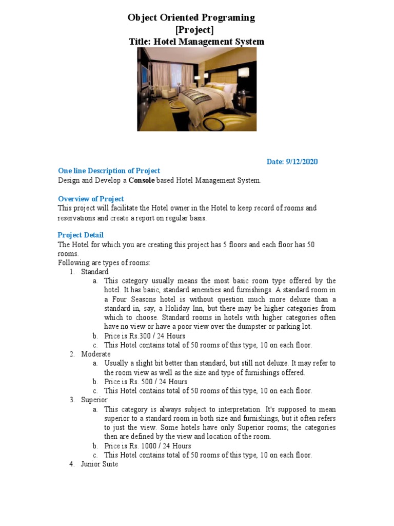 Hotel Management System Project Overview | PDF | Hotel | Class ...
