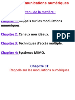 Contenu de La Matière: Chapitre 1:: Rappels Sur Les Modulations Numériques. Canaux Non Idéaux