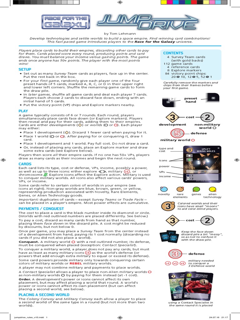 Jump Drive Rules v1 | PDF | Card Games | Leisure