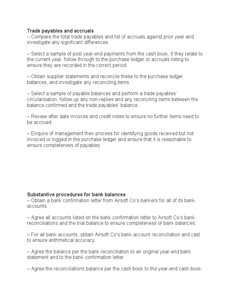 Trade Payables and Bank Balance Procedures | PDF