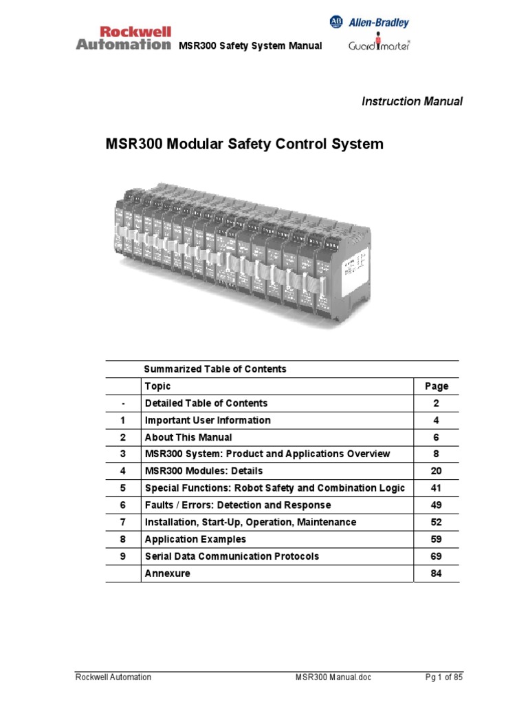 MSR300 Safety Control System Manual | PDF | Technology & Engineering