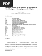 Participatory Budgeting and The Philippines: A Cursory Survey of Selected Participatory Budgeting Experiences The Philippines