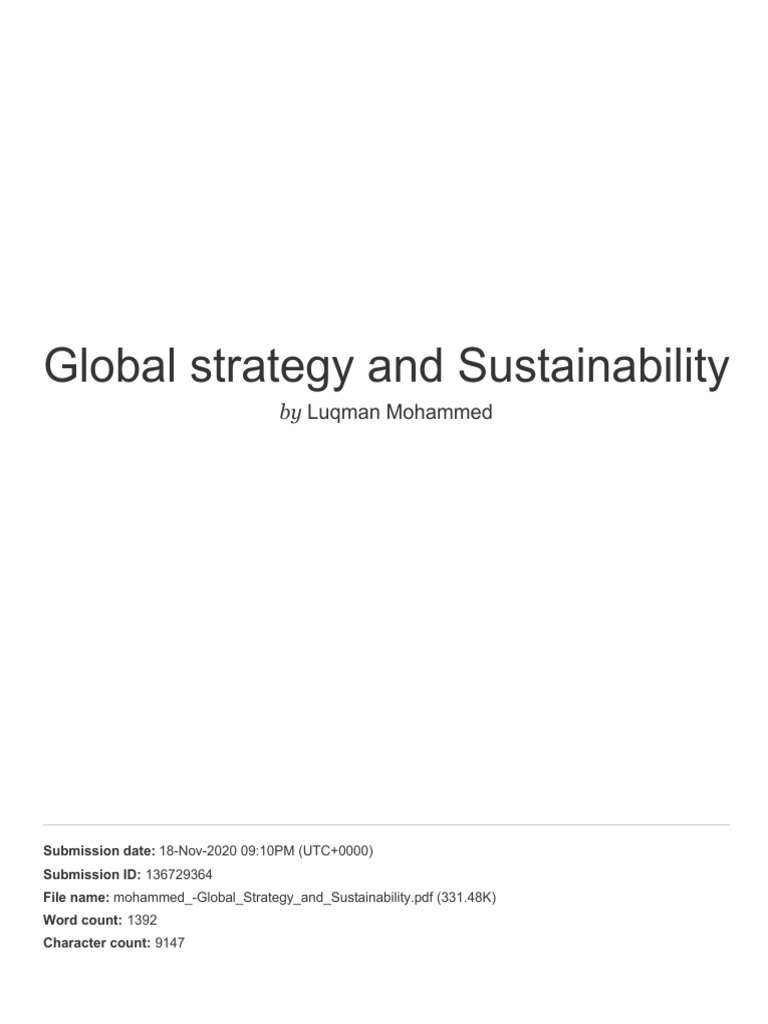 Global Strategy and Sustainability | PDF | Economies | Cognition