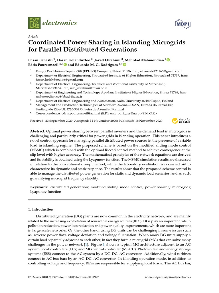 Coordinated Power Sharing in Islanding Microgrids For Parallel ...