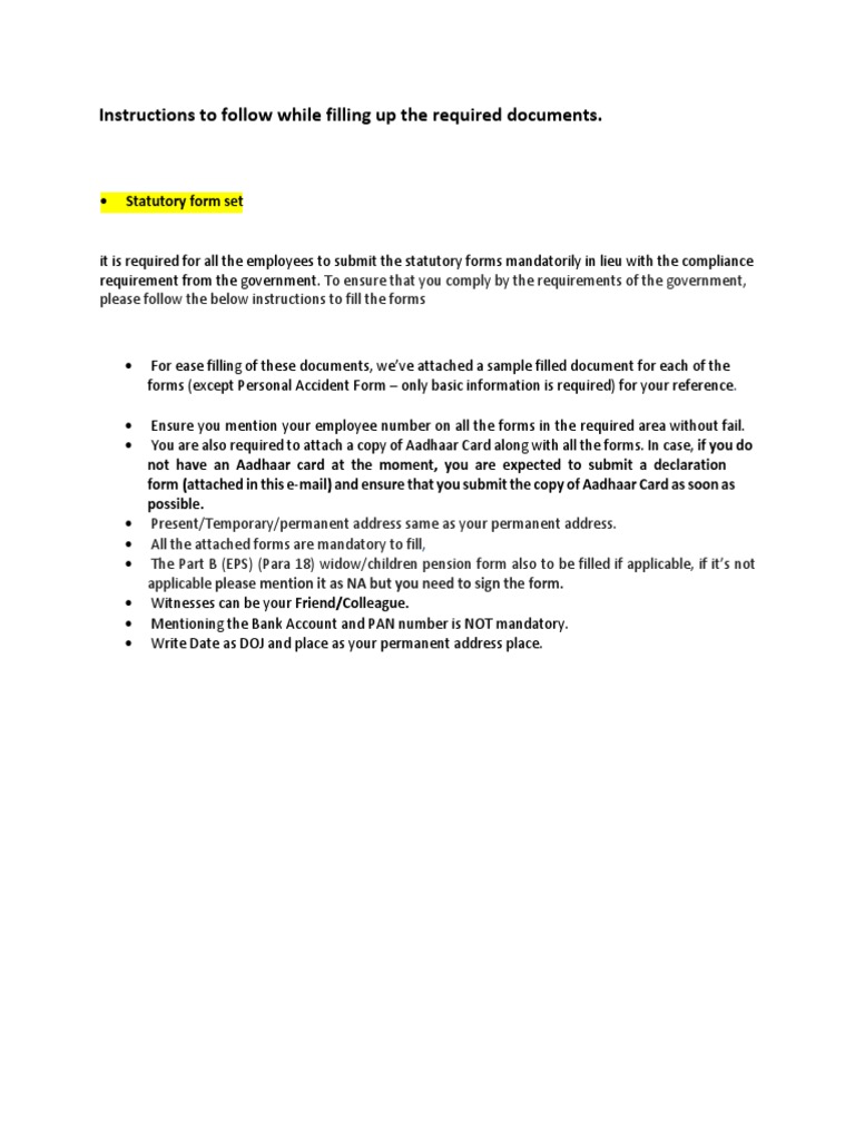 Guidelines for Filling Statutory Forms | PDF | Career & Growth | Business