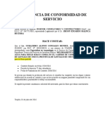 Constancia de Conformidad de Servicio Carretera Mirko