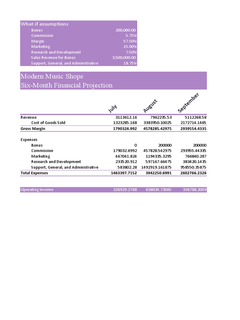 Six-Month Financial Projection Overview | PDF | Income Statement ...