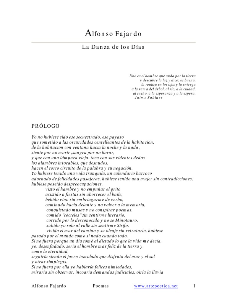 La Danza de Los Días. Alfonso Fajardo PDF PDF Naturaleza