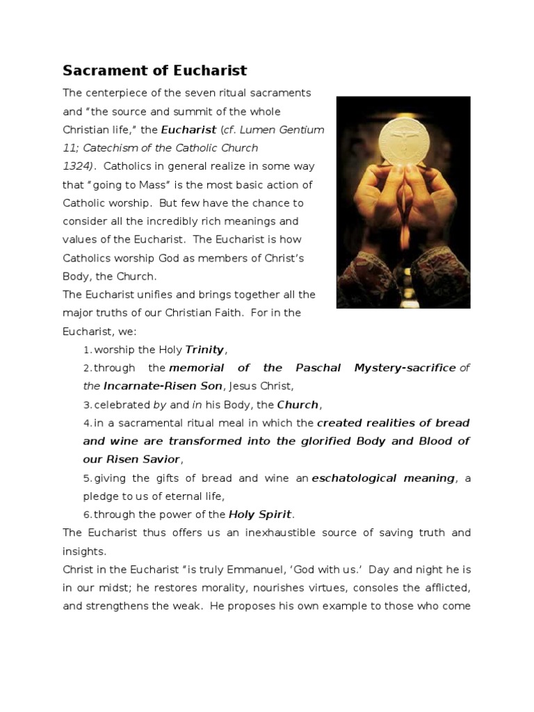 Understanding the Eucharist Sacrament | PDF | Sacred Mysteries | Sacrifice