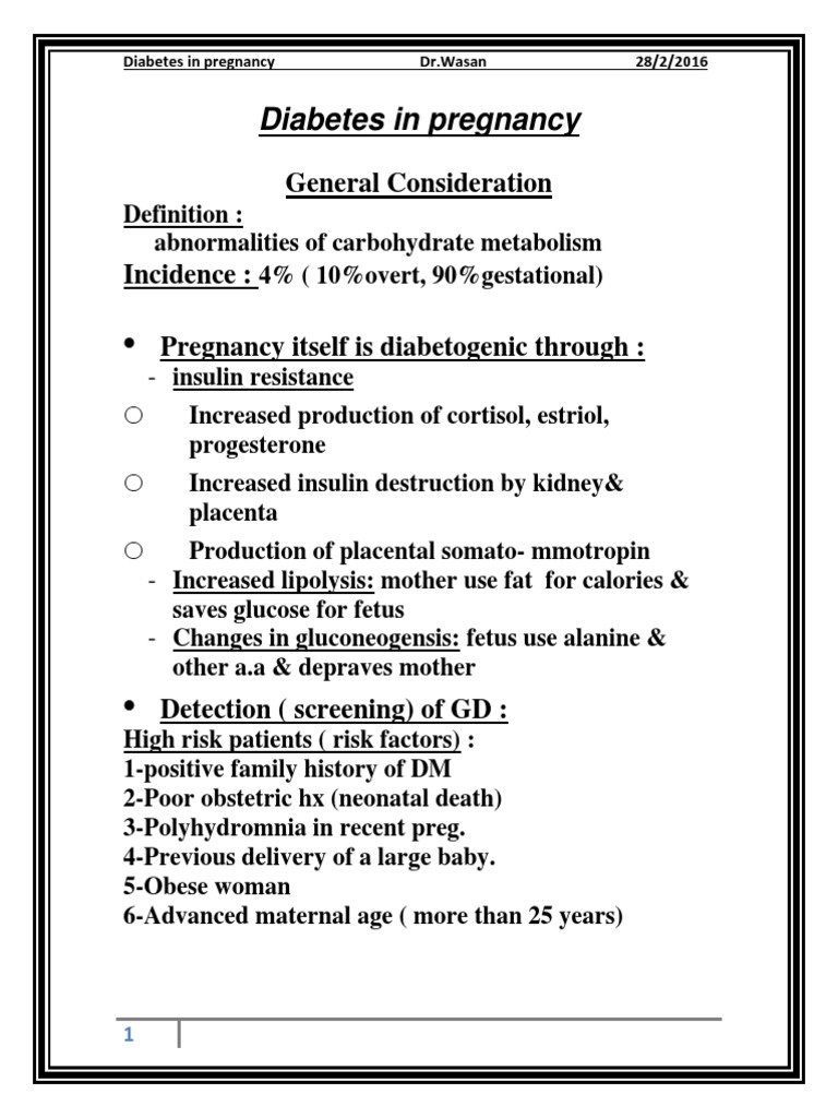 Diabetes Management in Pregnancy | PDF | Gestational Diabetes | Diabetes