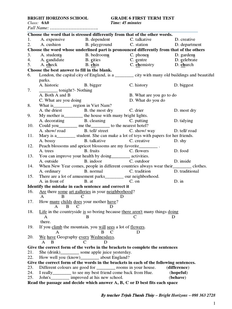 Grade 6 First Term Test Revision Pdf Thanksgiving Foods