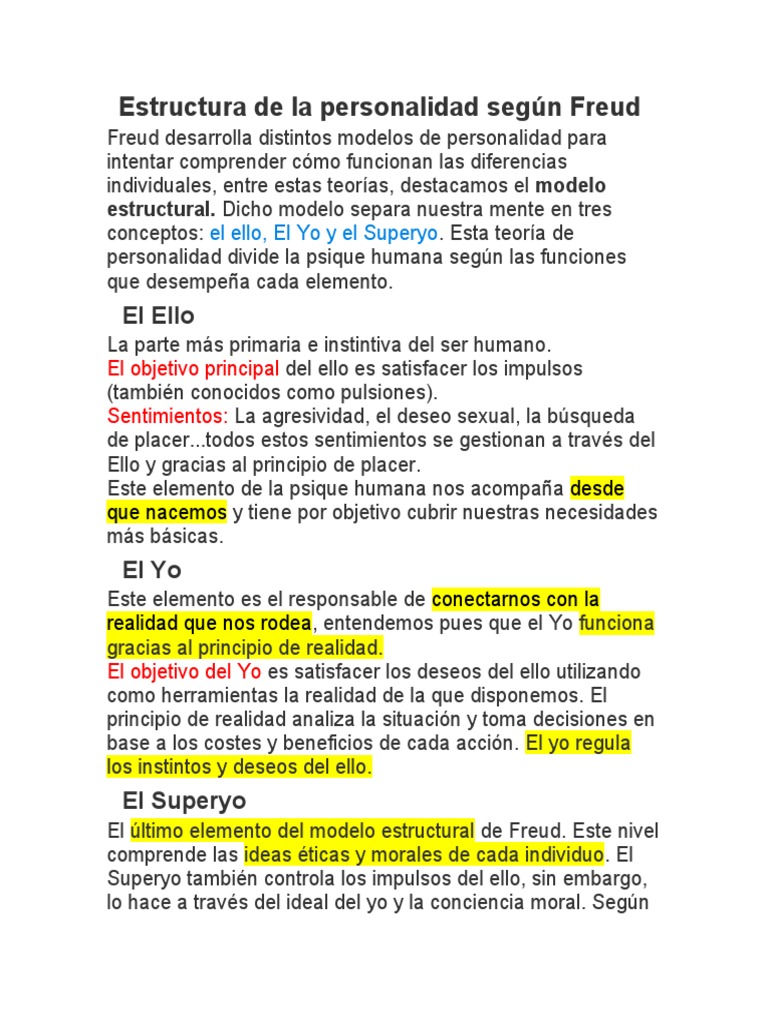 Estructura de la Personalidad en Freud | PDF | Carné de identidad ...