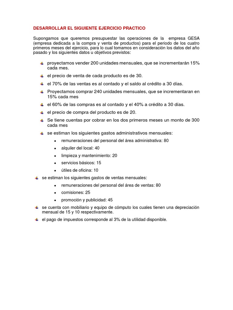 Desarrollo Del Siguiente Ejercicio de Presupuesto Proyectado PDF | PDF ...