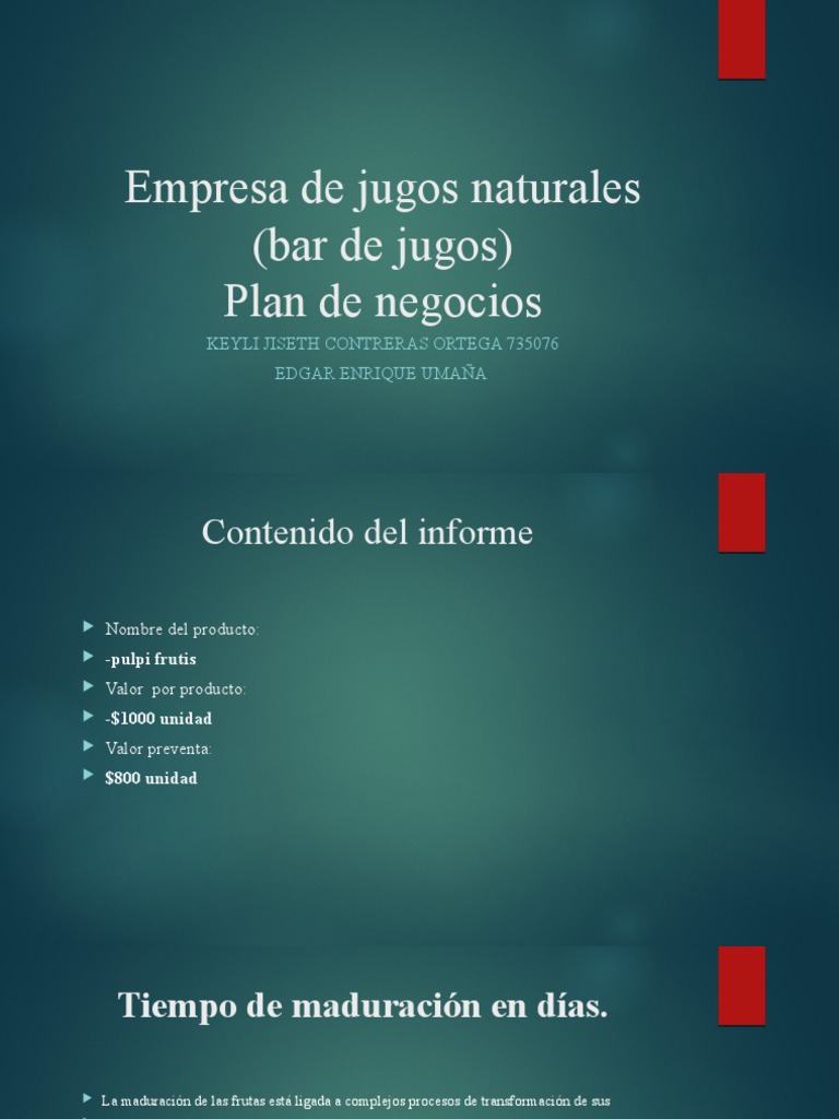 Empresa de Jugos Naturales (Bar de Jugos | PDF | Fruta | Nutrición
