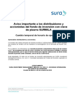 Aviso Clientes y Accionistas Cambio de Horario - SURMILA PDF