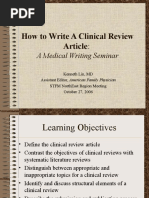 How To Write A Clinical Review Article:: A Medical Writing Seminar