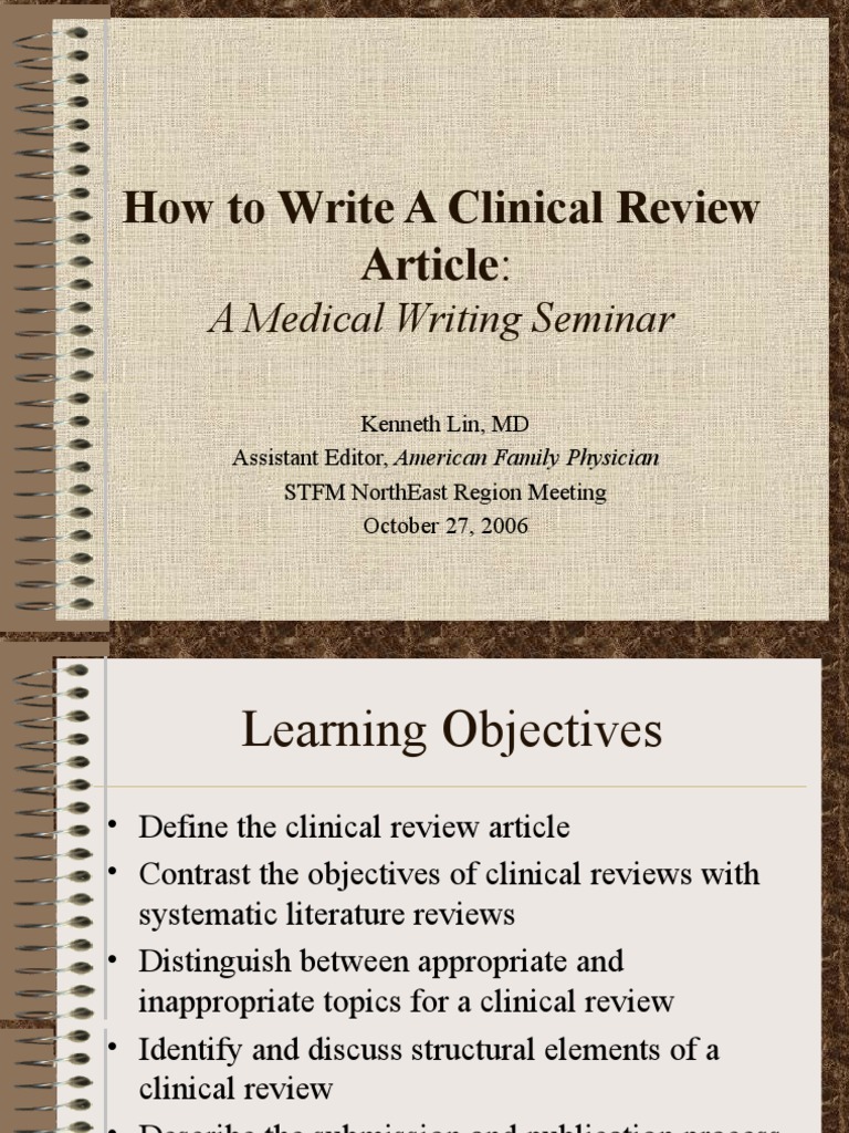 Writing Effective Clinical Reviews | PDF | Medical Diagnosis | Evidence ...