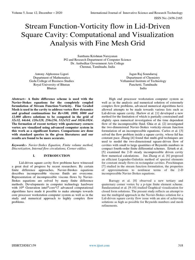 Stream Function-Vorticity Flow in Lid-Driven Square Cavity ...