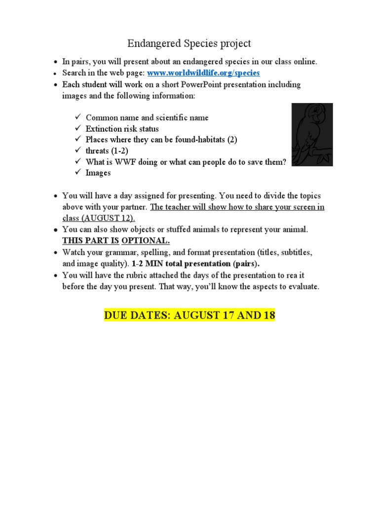 Endangered Species Presentation Guide | PDF | Language Arts & Discipline