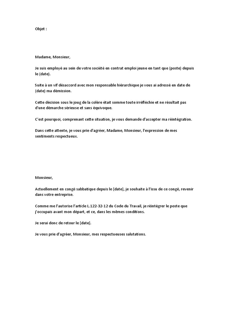 Demande de Réintégration | PDF