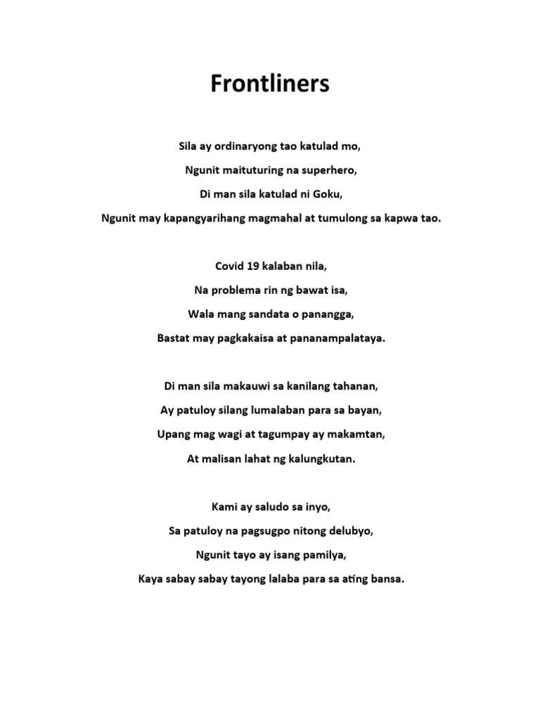 Poem For Frontliners PDF