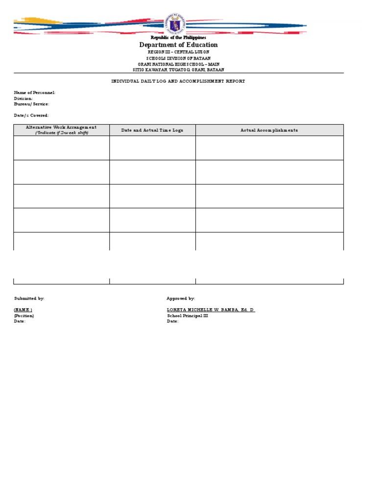 Daily Log & Accomplishment Report Template | PDF