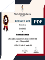 Certificate of Merit: Mayank Maini Mahindra & Mahindra
