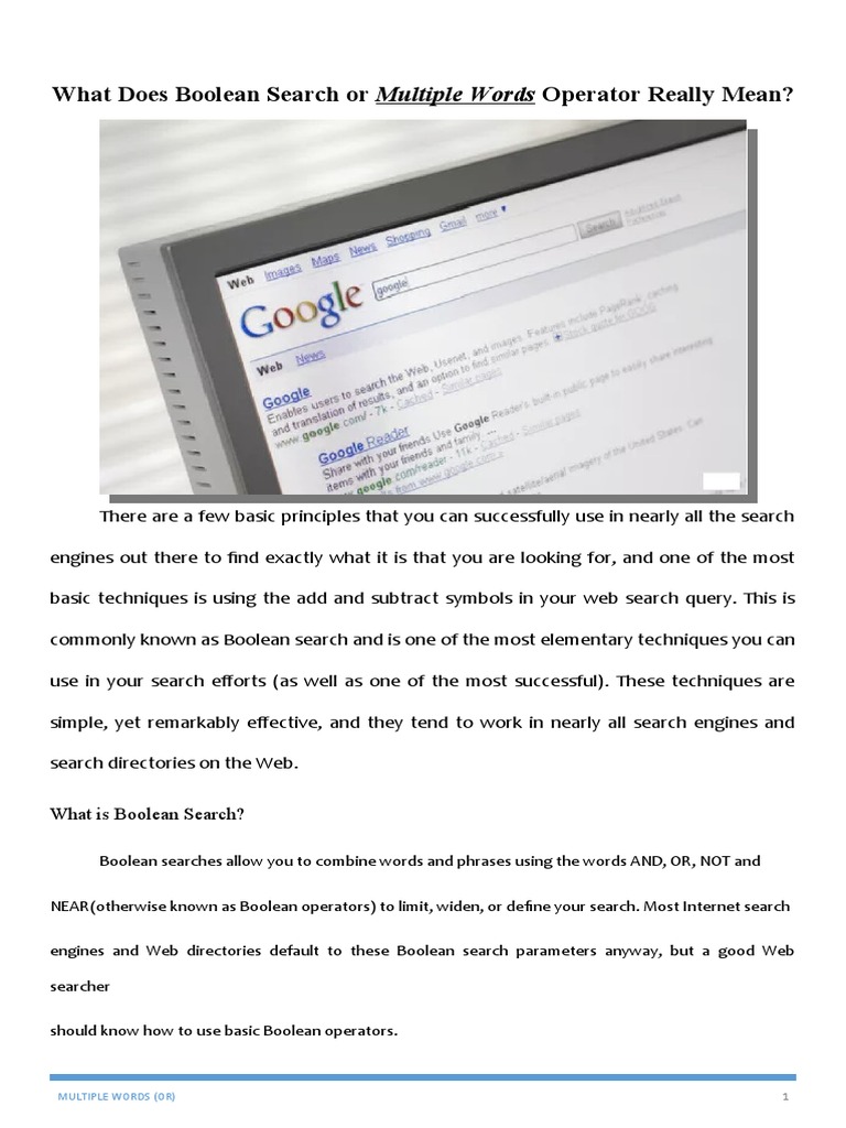 Understanding Boolean Search Basics | PDF | Web Search Engine | Boolean ...