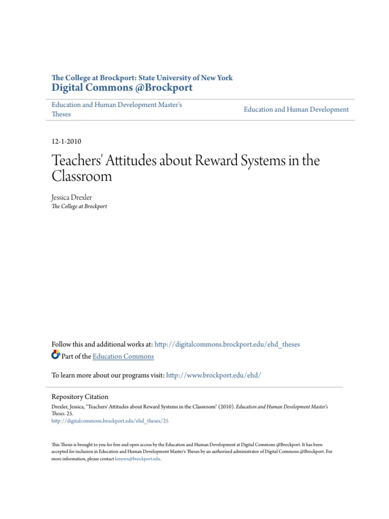Teachers Attitudes About Reward Systems in The Classroom | PDF ...