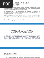 Characteristics of A Corporation