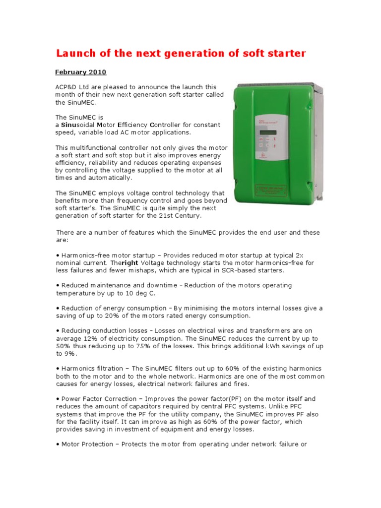 Soft Starter | PDF | Machines | Electrical Components