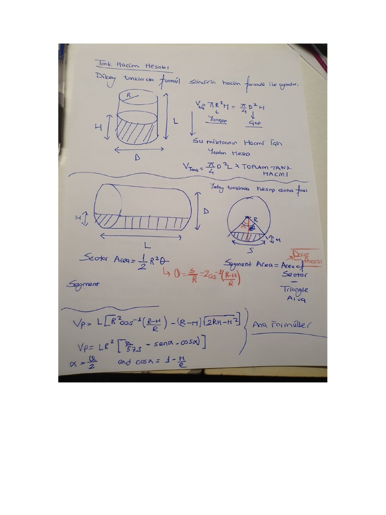 Silindir Tank Hacim Hesaplama Formülleri PDF