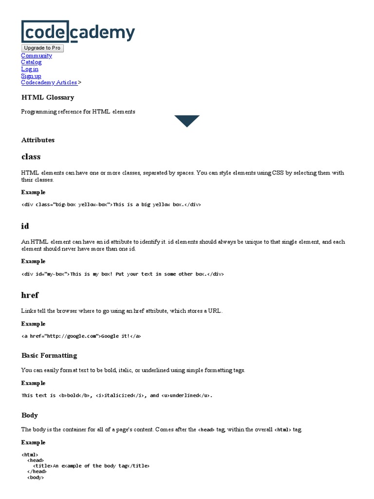HTML Glossary | PDF | Html Element | Html