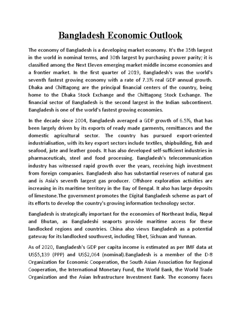 Bangladesh Economic Condition PDF Bangladesh Macroeconomics