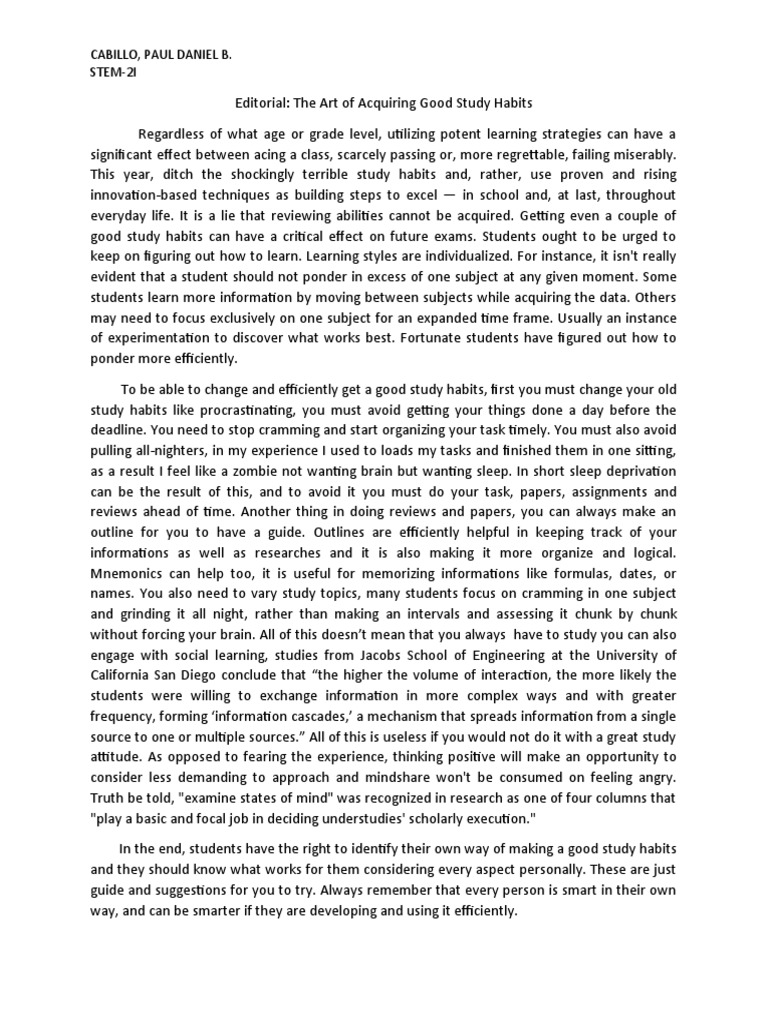Effective Study Habits for Students | PDF | Procrastination ...