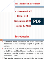 Chapter One: Theories of Investment: Macroeconomics II Econ 212 November, 2020 Dechu T. (MSC)