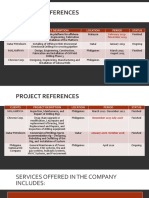 Project References: Clients Project Desription Location Period Status