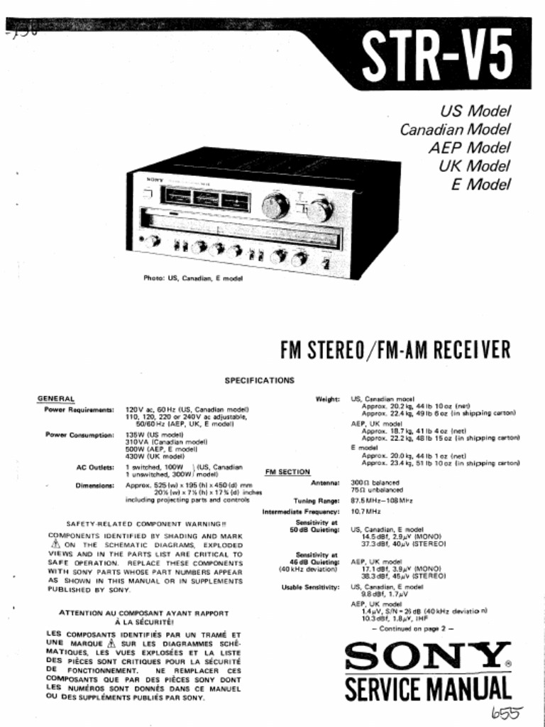 Sony str-v5 SM PDF | PDF