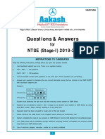 NTSE (S-I) 2019-20 - MAT & SAT (Que & Ans) - Haryana