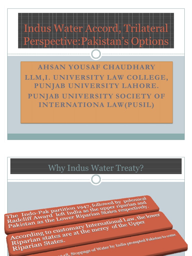 Indus Water Treaty 1960 PDF Indus River International Relations